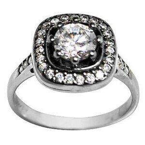 Diamonique 2.10 ct tw Sterling Silver Square-Shaped Cocktail Ring